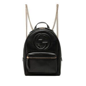 Gucci Interlocking Soho Chain Backpack Black Leather